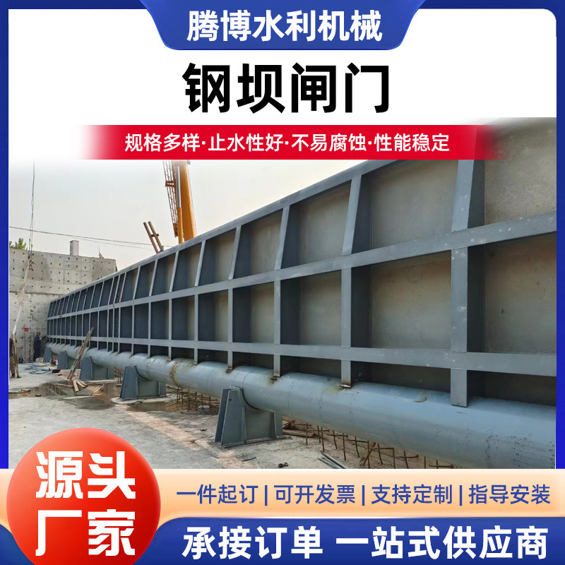 液压钢坝闸门河道景观坝钢制闸门大型底横轴旋转驱动式合页坝厂家