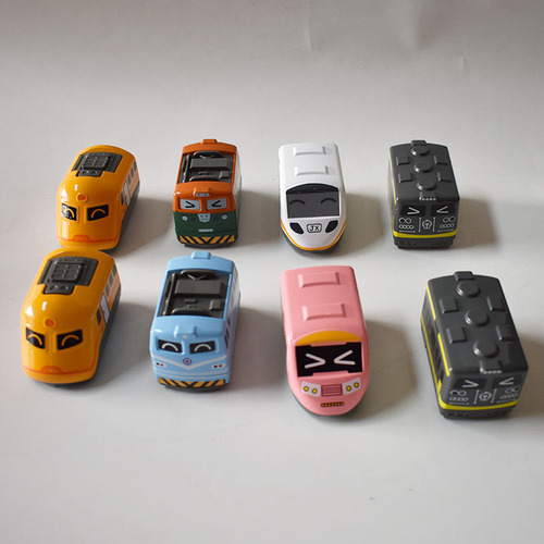 Cartoon Q-version alloy small car, high-speed train front, construction vehicle, twist egg car baby hand-held small toy