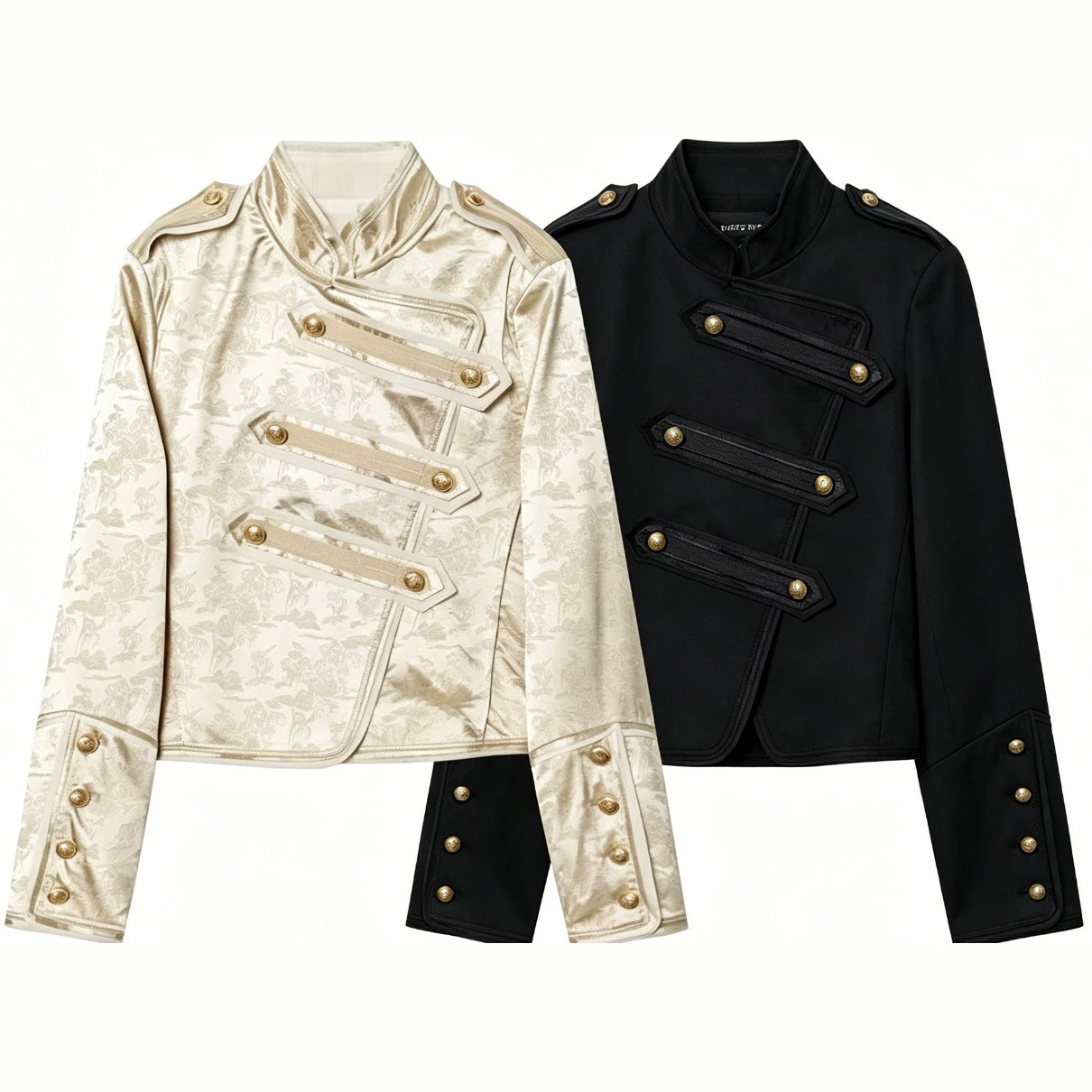 2026 New European and American Jacquard Short Jacket Fashion Khaki Color
