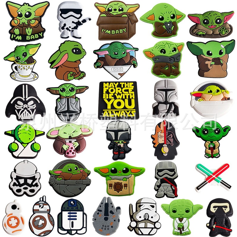 star wars yoda series croc hole shoes diy accessories pvc soft rubber shoes flower shoes buckle shoes shoes accessories