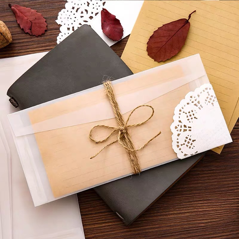 Sulfato de papel sobre de alta calidad transparente translúcido japonés nicho ins simple europeo exquisito artístico creativo bolsa