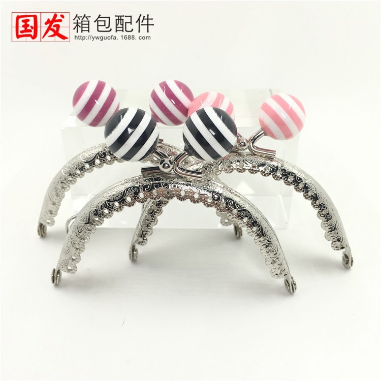 8.5CM semicircular encaje en relieve caramelo cabeza de oro rayas perlas Lollipop [plata] 0168 - YS