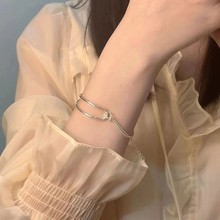 几何圆弧手镯链女时尚韩版S925银简约打结手环气质优雅创意手饰潮