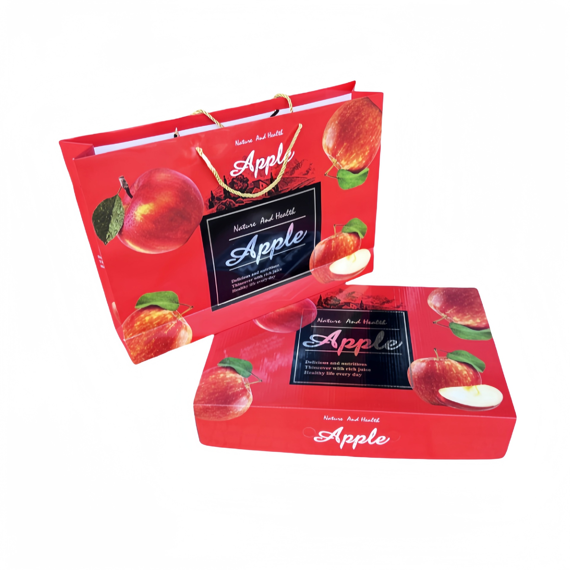水果苹果礼盒包装纸箱12个装包装盒空盒子高级感送人必备带手提袋