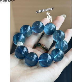Large Particle Devil Blue Aquamarine Bracelet for Women, Light Luxury Retro Synthetic Crystal Beaded Bracelet, Versatile Hand Jewelry