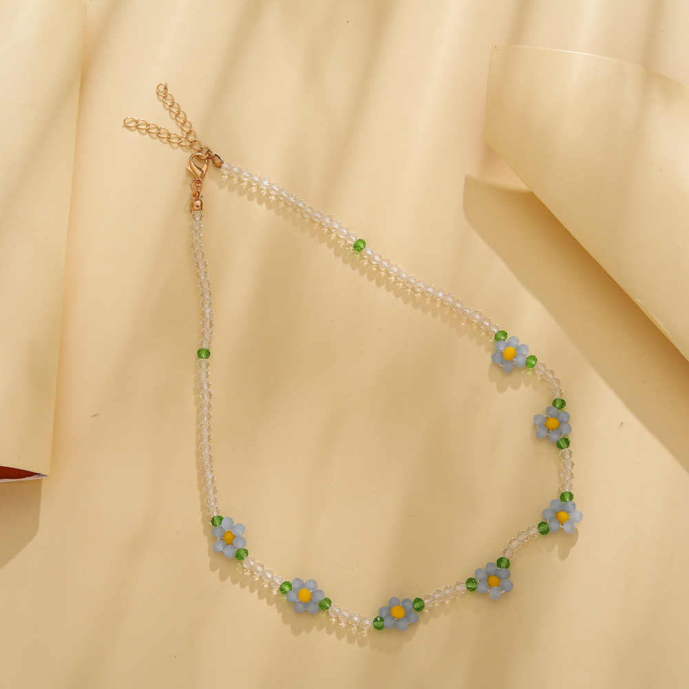 Fashion Flower Alloy Beaded Necklace