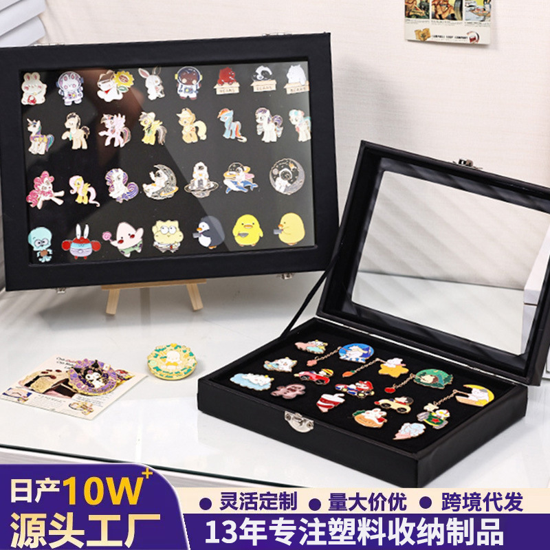 Badge Display Frame Metal Brooch Collection Storage Box Photo Frame Medal Display Collection Rack Felt Commemorative Board