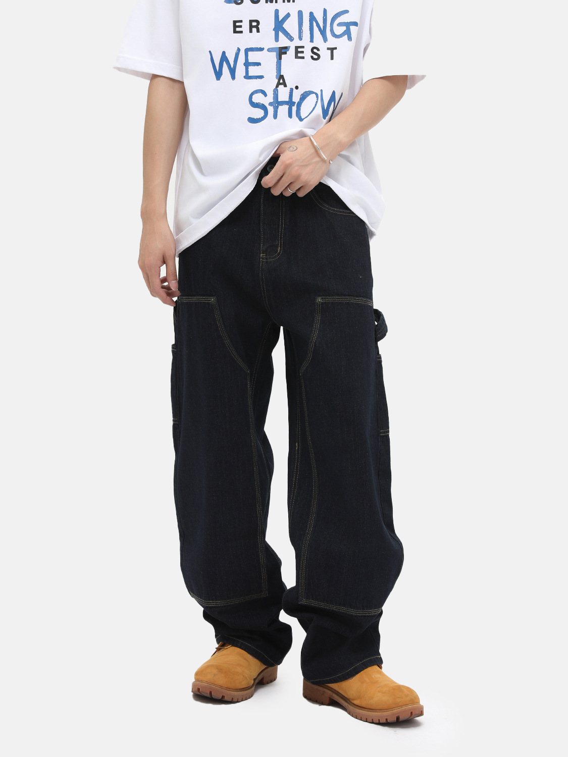 MTLCLOTHES Ropa de hombre | High Street cleanfit costura multibolsillo leñador jeans casual