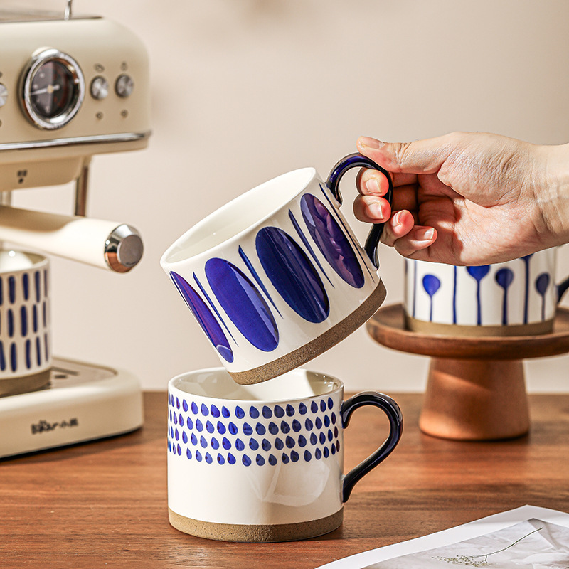Tazas pintadas a mano retrógradas con mango tazas de marca personales tazas de agua regalos creativos tazas de cerámica café de desayuno regalos