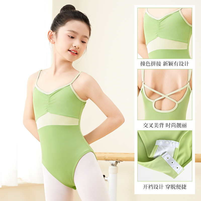 Ropa de baile para niños, hondas, ropa de entrenamiento de ballet de verano para niñas, ropa de baile para niños, ropa de una pieza, prueba de arte, ropa de gimnasia para mujeres