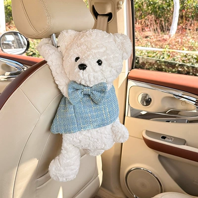 Car tissue box/set Plush Doll Tissue Set Creative - nika-bear-tissue-box-blue