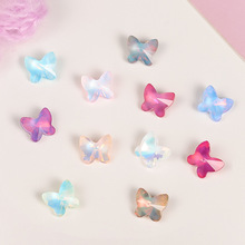新款尖底摩卡蝴蝶水晶玻璃钻美甲饰品 diy马卡龙色穿戴甲装饰品