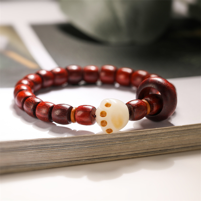 Pulsera de cuentas de piedra de ágata natural, polleras de cuentas de estilo chino para mujeres, personalidad de gatos, joyas de estilo nacional retro