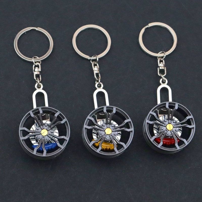 Original Car Wheel Hub Rotating Keychain Brake Caliper Bearing Rotating Keychain Company Personal Gift Engraving