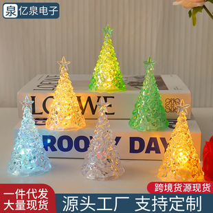 christmas crystal christmas tree led electronic candle light luminous christmas atmosphere night light decorative desktop ornaments