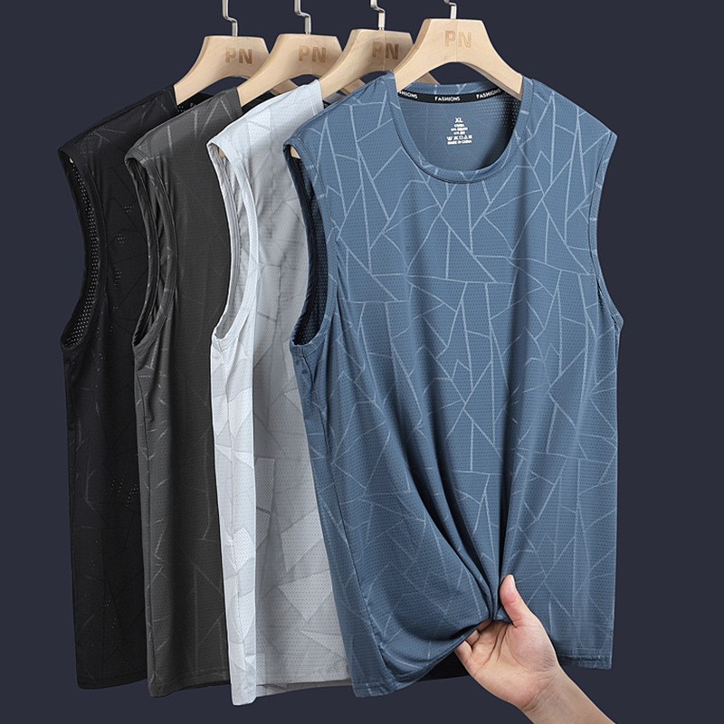 Verano nueva camiseta de hielo secado rápido chaleco de manga corta delgada suelta gran camiseta casual de media manga fabricantes al por mayor