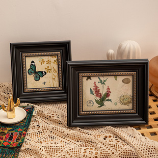 American Retro Photo Frame Square Black Photo Frame European Style Butterfly Decoration Antique Style Picture Frame Empty Frame Mounting Table