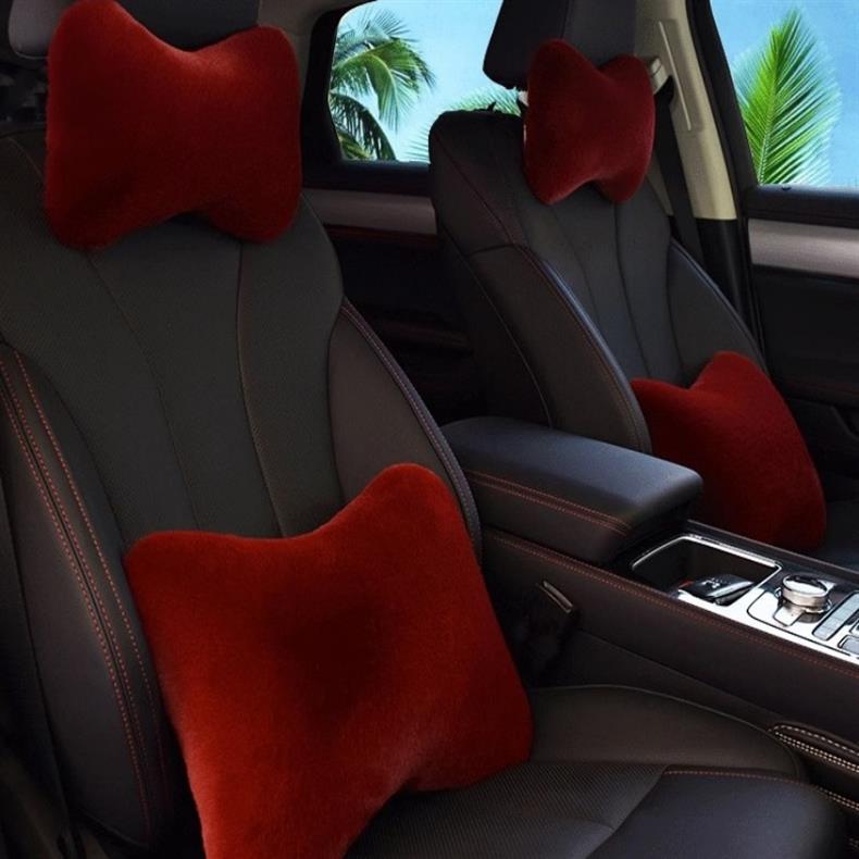 Car Plush Headrest Pillow, a Pair of Car Neck Pillows, Car Lumbar Pillows, Car Bone Neck Pillows, Car Supplies