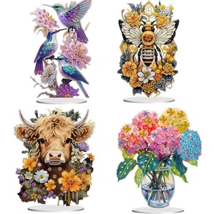 Cross-border supply 5D shaped diamond painting ornaments diy handmade animal ornaments home decoration crafts color box bag