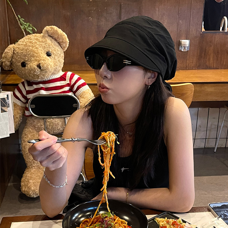 韩ins泫雅同款速干头巾春夏女辣妹系带遮阳防晒街头包头帽子潮酷