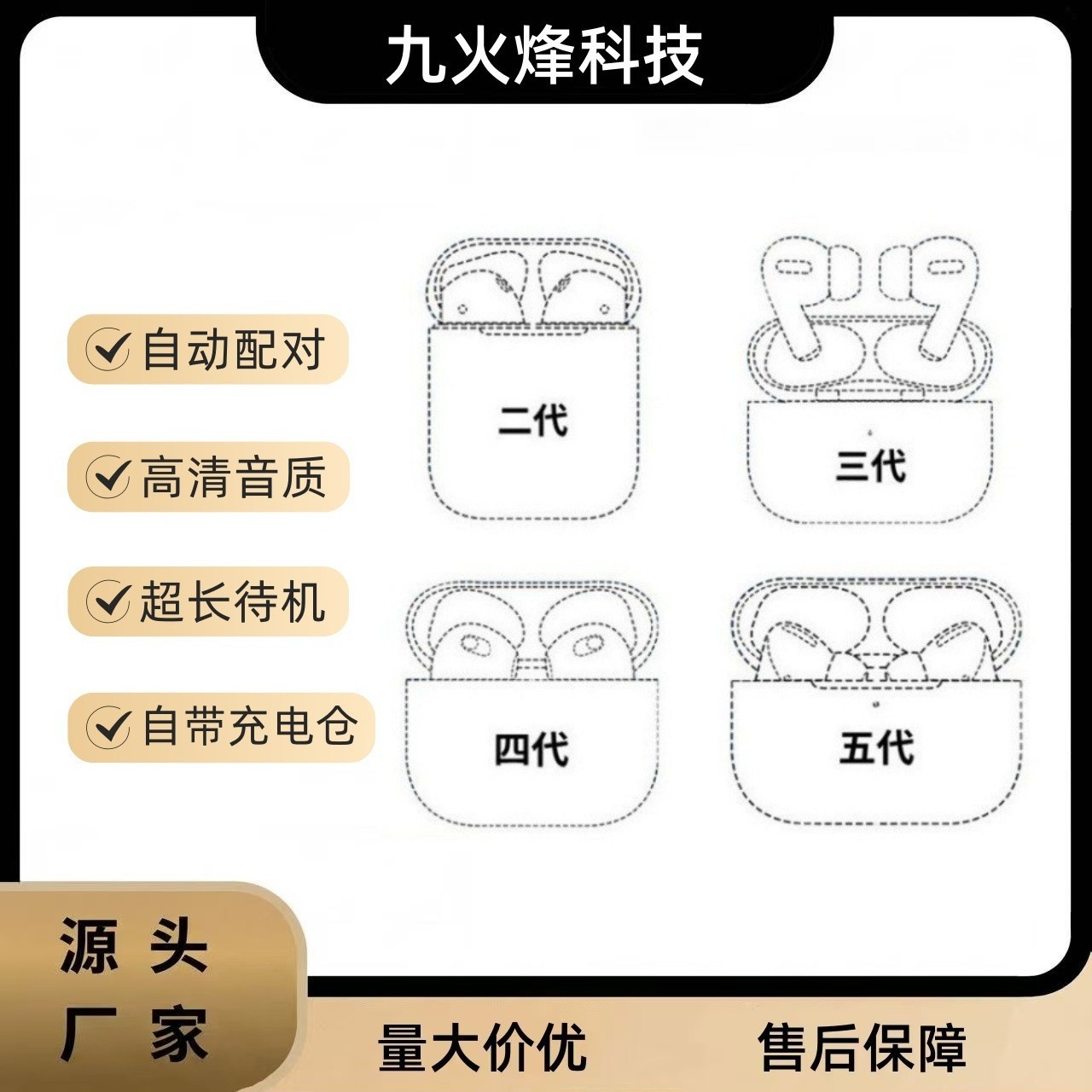 Cross-Border Popular Models of Third-Generation, Fourth-Generation, and Fifth-Generation Bluetooth Earphones, Tws Wireless In-Ear Sports Running High-Quality Earphones