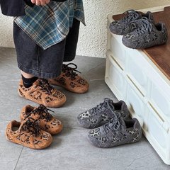 韩版童鞋2025秋季新款男童德训鞋豹纹复古百搭女童休闲运动阿甘鞋