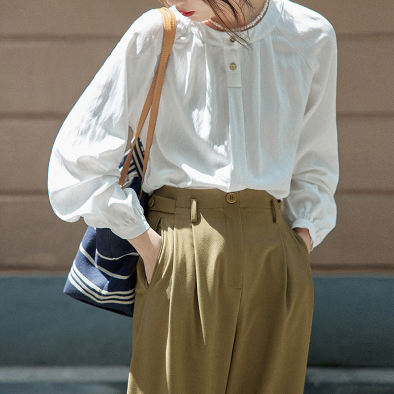 Porto Diary Real Wear Slim French Shirt Top Women's Early Autumn Design Sense Niche Porto Diary Real Wear Slim French Shirt Top Women's Early Autumn Design Sense Niche