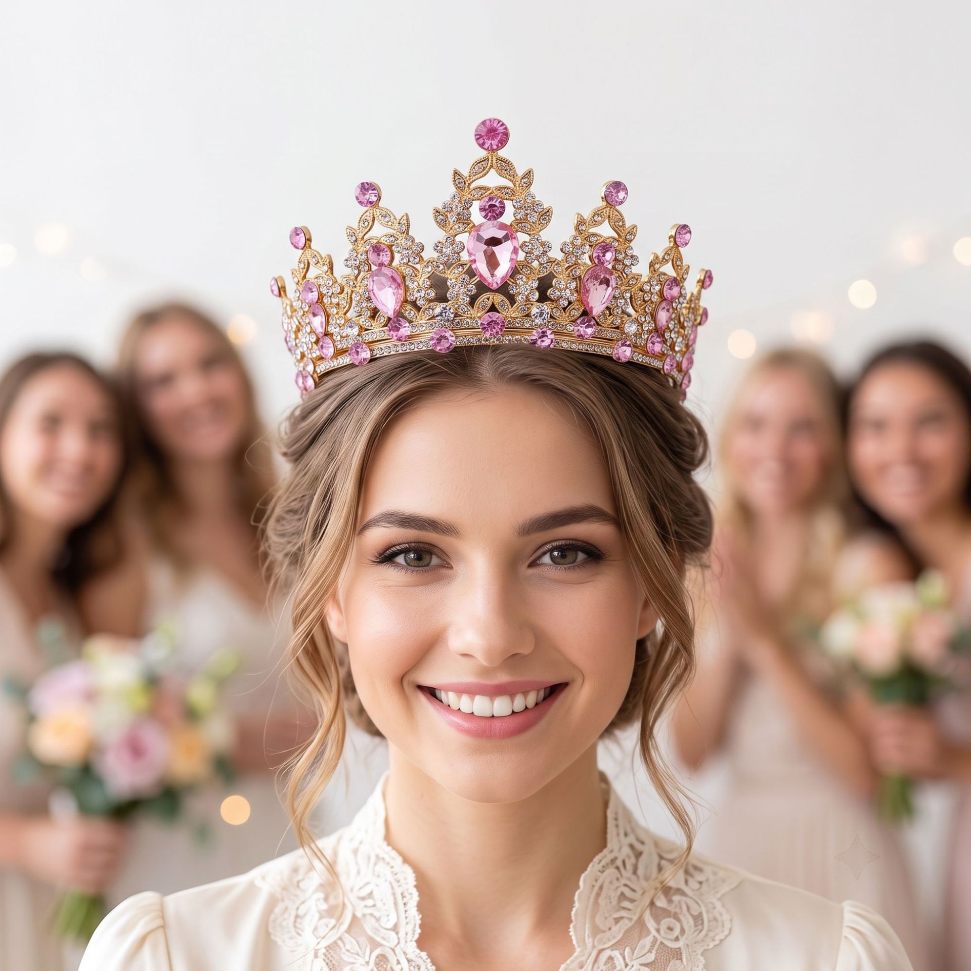 Corona de aleación con diamantes de colores retro, tocado nupcial de lujo ligero, para vestido de novia, vestido de noche, corona para desfile de moda, venta al por mayor directa de fábrica. image 6