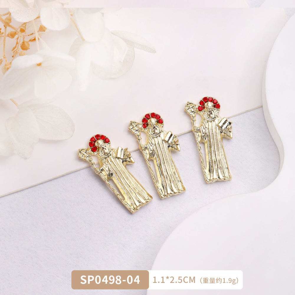 Arte de uñas transfronterizo Jesús accesorios de metal DIY vintage metal aleación uñas arte joyería europea y americana Luz de lujo accesorios con diamante