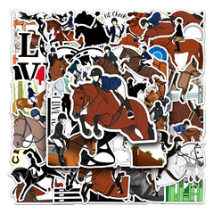 50 Pieces of Equestrian Doodle Personality Cartoon Sports Goka Cross-Border DIY Phone Luggage Sticker Waterproof