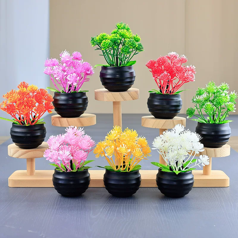 Plastic artificial plant, decorations for office, small pot, (Cross-border trading)