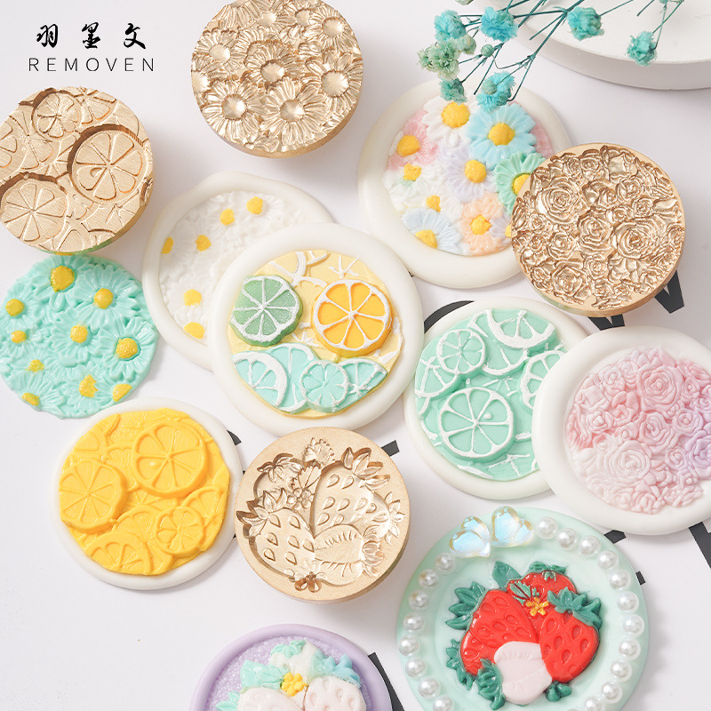 【Original Hot Wax Seal】Multiple Lemon Rose Daisy Engraved Full Print Greeting Card Letter Gift Hot Wax Seal