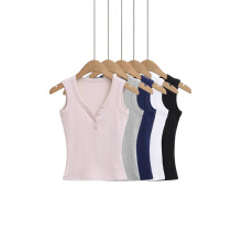 Y21 美式深V扣子背心