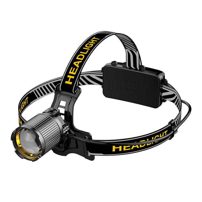 Faro láser blanco, alta potencia, sensor de luz fuerte, iluminación exterior, linterna, lado de la cabeza, faro de visualización de potencia digital