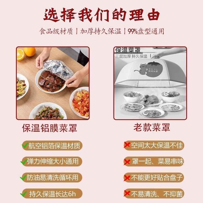 断熱カバー家庭用食品グレード再利用可能なアルミ箔フィルムカバー皿プレートユニバーサルキッチン食品断熱カバー