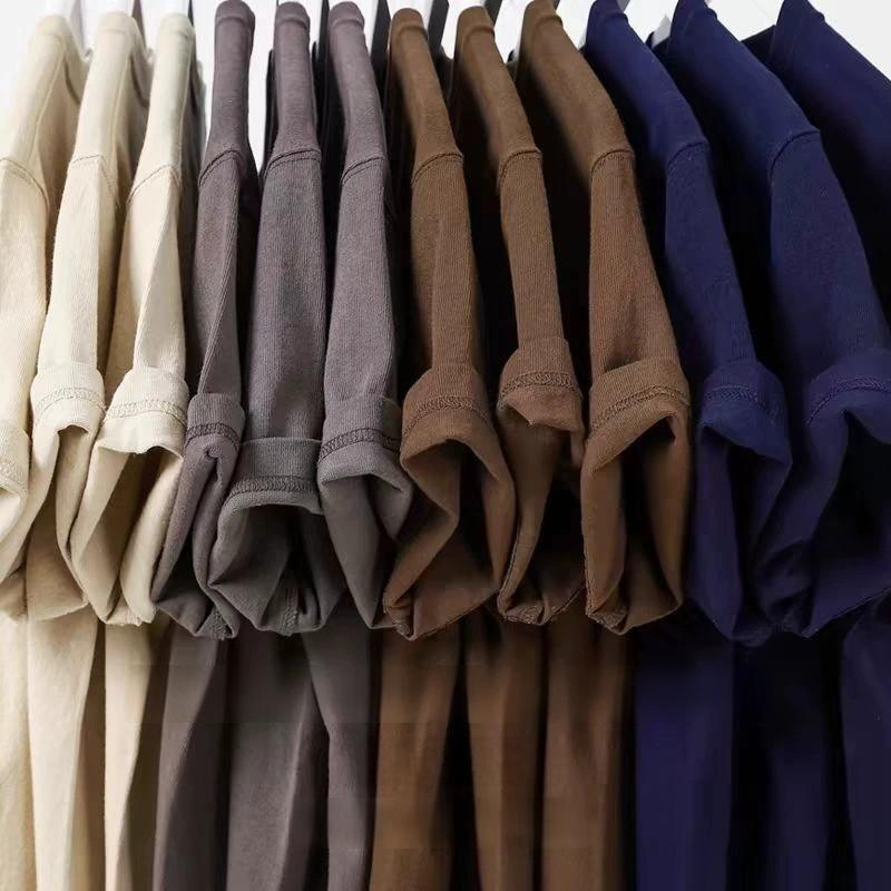 Summer American-Style Heavyweight Pure Cotton Short-Sleeved T-Shirt for Men, Round Neck, Loose, Casual, Low-Key, Everyday Style, Solid Color Base Shirt