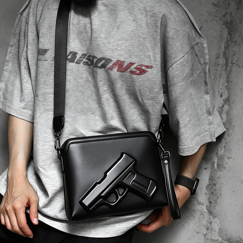 Cross-Border Foreign Trade Embossed Pistol Bag 2026 New Model Shoulder Bag Versatile Handbag Men's Commuter Crossbody Bag Wholesale