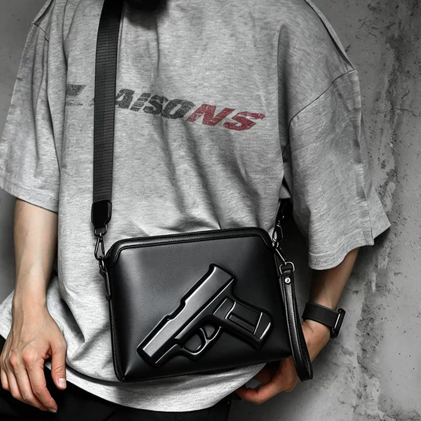 Cross-Border Foreign Trade Embossed Pistol Bag 2026 New Model Shoulder Bag Versatile Handbag Men's Commuter Crossbody Bag Wholesale