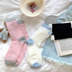 諸暨襪子女春夏新款中筒女襪批發美拉德網眼透氣ins潮流堆堆襪棉