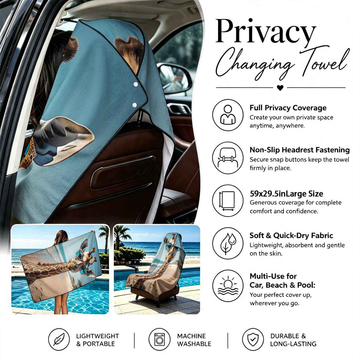 2-piece dual-use car seat cover, ultra-fine fiber, can be used as a beach towel, printed car protective seat cover 13