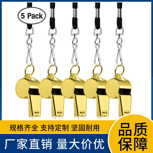 Customized Stainless Steel Golden Whistle Ball Game Referee Game Fans Cheering Whistle with Logo Survival Life-Saving Whistle