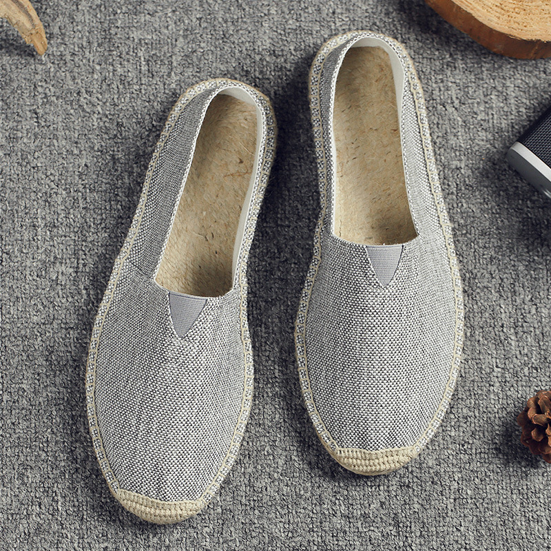 Venta directa de fábrica zapatos de suela de cáñamo de verano zapatos de cuerda de lona de pescador tejido de paja zapatos de lino absorbentes de sudor transpirables perezosos