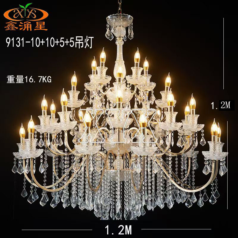 Fabricante nueva luz de cristal de estilo europeo de boda auditorio de bodas escenario de hotel accesorios de aire luces decorativas de techo