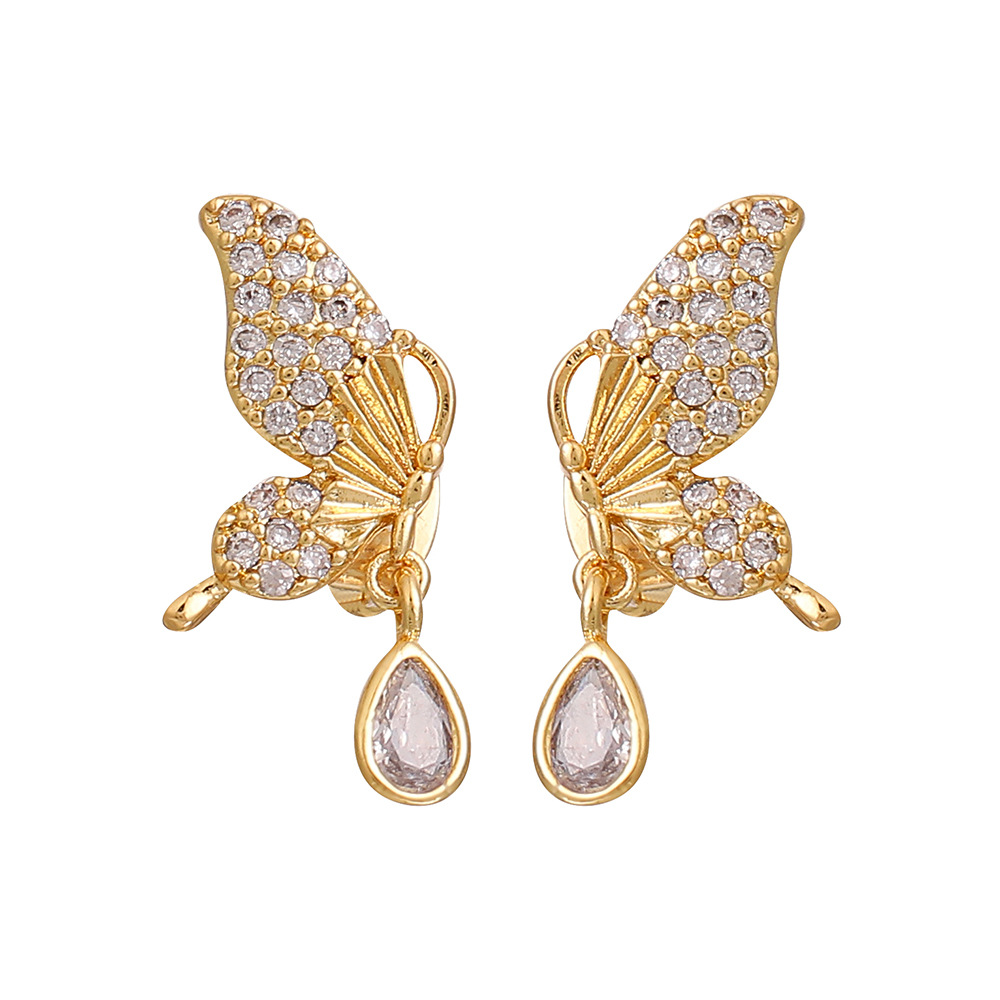 Niche light luxury versatile earrings full of diamonds butterfly stud earrings heavy industry earrings_voghion.com