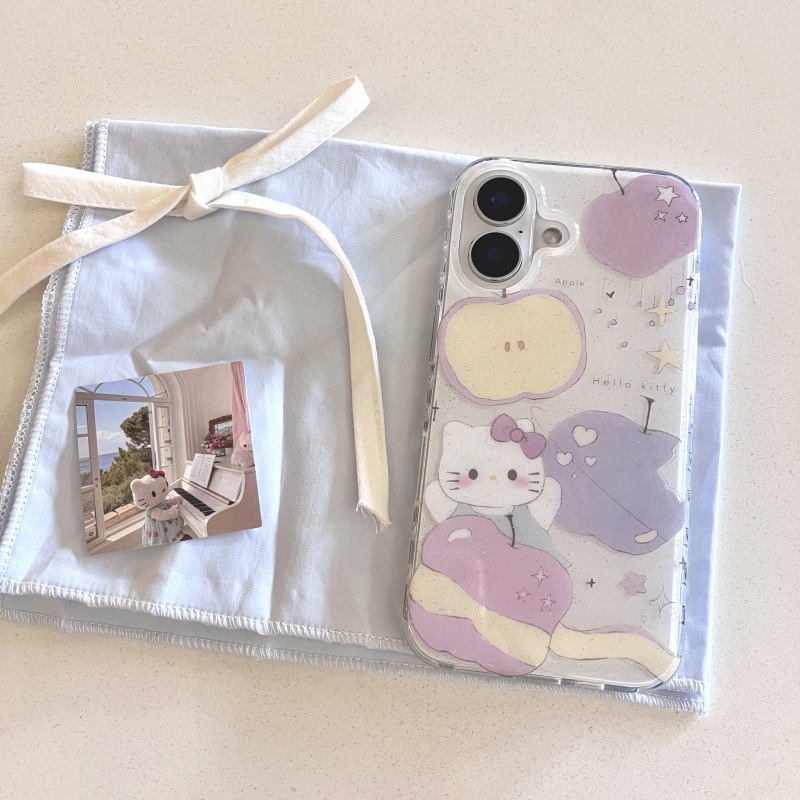 Lindo carillón de viento púrpura brillante kt Apple 16ProMax cadena 13 funda para teléfono móvil para Apple 14 mujeres 13 nuevo