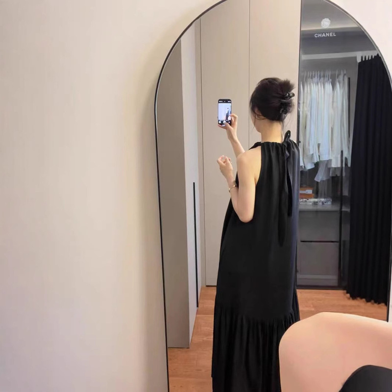 2025 Linen Halterneck Tank Top Sleeveless Maxi Dress