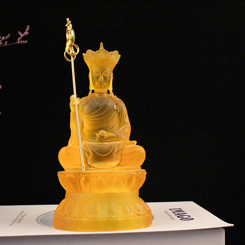 21 centimeter Colored glaze Ksitigarbha Bodhisattva resin Water glass technology Decoration The statue Dizang Hall Home Buddha statue supply