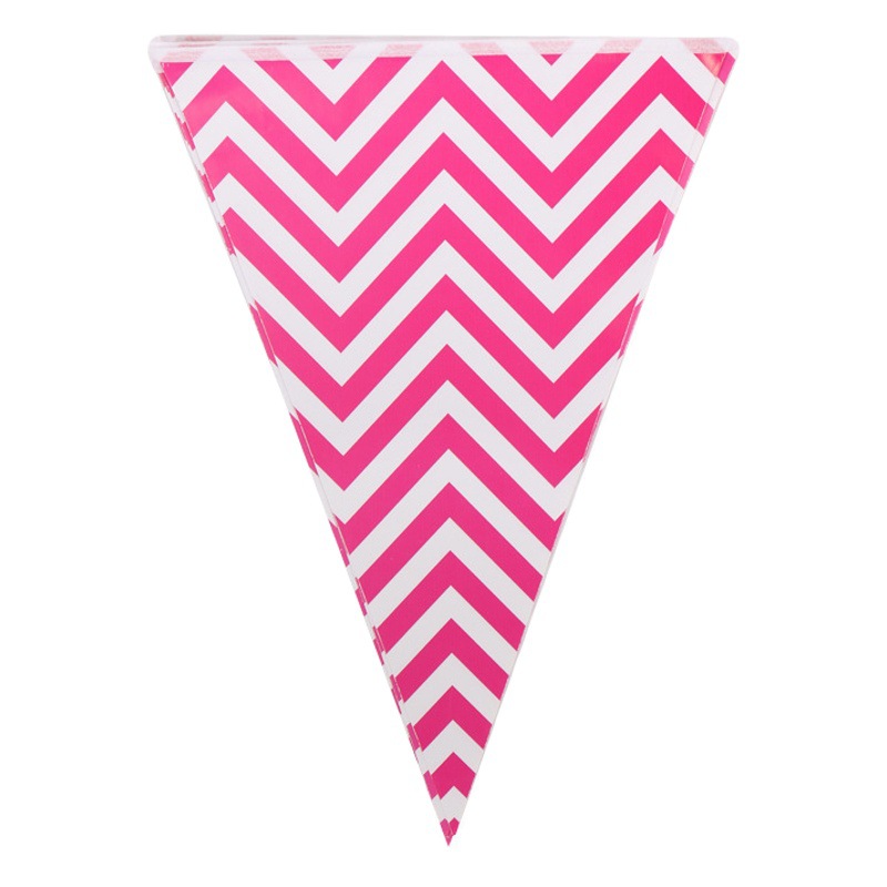 2,2 m de doble cara de impresión patrón de onda cumpleaños triángulo Bandera de papel cadena bandera bebé fiesta decoración cumpleaños banner fabricante