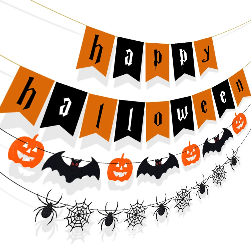 Г Halloween украшение Счастливого Хэллоуина Оранжевый Черный Черный клуб Yanwei баннер тыква летучая мышь Тянуть цветок