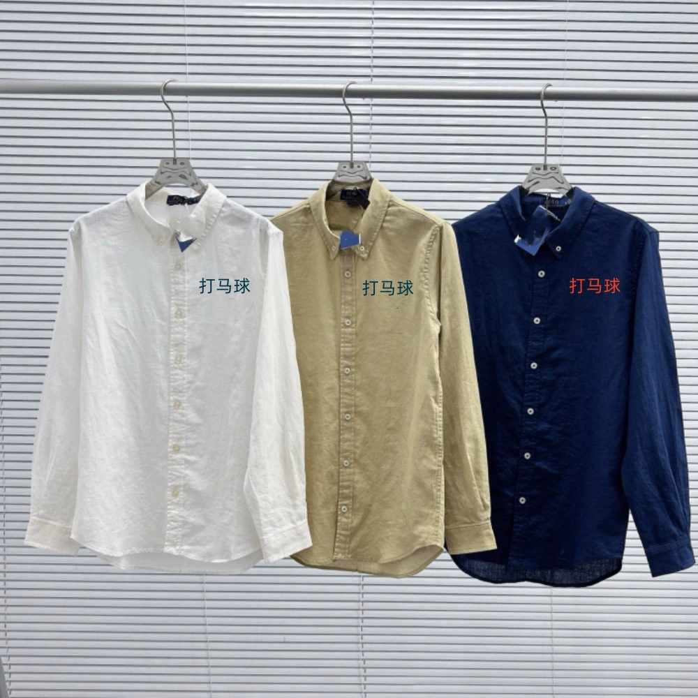 RL мужские и женские весенние и летние льняные вышитые рубашки женские дикие солнцезащитные куртки для пони с длинными рукавами рубашки без следов для волос